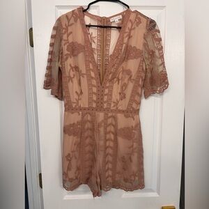Socialite Blush Lace Embroidered Romper